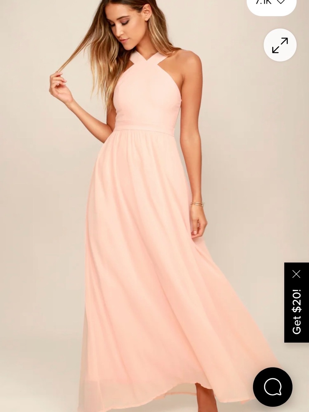 LULUS Like New Sleeveless Blush Halter Maxi Dress Bridesmaid/Prom